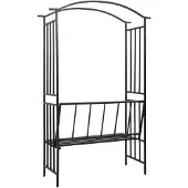 vidaXL Rosenbogen mit Bank Schwarz 128x50x207 cm Eisen