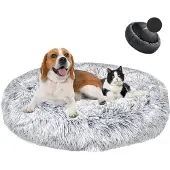 Sonstiges Hundebett Donut Plüsch Waschbar Weich Gradient-Grau Ø110cm