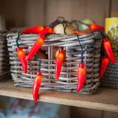 Dripio LED Lichterkette 20 rote Chilipeper, 2,8 m, batteriebetrieben