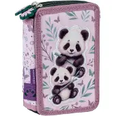 Derform PANDA Federtasche 2-fache Federmappe Schülerplaner Federmäppchen 28-teilig gefüllte