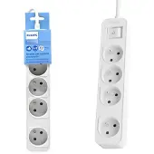 Philips Extension cable 1.5m 4 AC sockets white