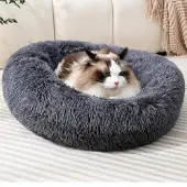 Sonstiges Rundes Plüsch-Donut-Bett für Hunde & Katzen, klein, 43x43x12 cm, bis 5 kg