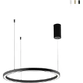 LUCE Design LED-Pendellampe Hoop, schwarz, Ø 80 cm, Metall, CCT
