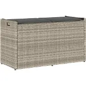 vidaXL Outdoor-Sitzbank mit Stauraum und Kissen Hellgrau 100 cm