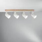 LUCE Design Deckenleuchte Holz Metall Schiene vier schwenkbare Lichter Eda LS4