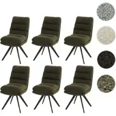 Mendler 6er-Set Esszimmerstuhl HWC-G66, Küchenstuhl, drehbar Auto-Position Stoff/Textil Bouclé MVG grün