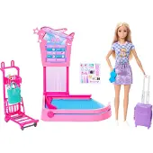 Barbie „Malibu“ Reise-Puppe, Gepäckausgabe-Spielset und Zubehör, Modepuppe, Weiblich, 3 Jahr(e), Junge/Mädchen, 237 mm, Mehrfarbig