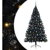 vidaXL Künstlicher vorbeleuchteter Weihnachtsbaum Schwarz 240 cm PVC