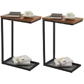 Sonstiges Beistelltisch 2er Set Couchtisch mit Stauraum Braun Kiefer/Metall 28x45x68cm