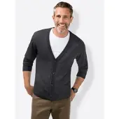 Marco Donati Cardigan , Herren, Gr. 62, grau (anthrazit, meliert), 100% Schurwolle, unifarben, Strickjacken Cardigan