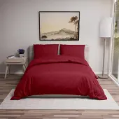 Trankielo – Bettwäsche-Set, 240x220 cm – 100% Mikrofaser-Bettbezug mit 2 Kopfkissenbezügen – Bordeauxrot – -