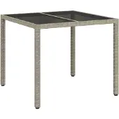 vidaXL Gartentisch Grau 90 x 90 x 75 cm Poly-Rattan