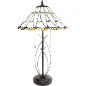 LumiLamp Clayre & Eef Tiffany Tischlampe Ø 41x68 cm Beige Glas