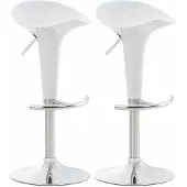 CLP 2er Set Barhocker Saddle Mit Drehbarem Kunsttoffsitz Und Fußablage I Höhenverstellbarer Hocker Mit Metallgestell In Chrom-Optik, Farbe: weiß