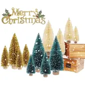 Sonstiges Mini Weihnachtsbäume 12er Set mit Holzsockel, Schneeoptik, Gemischt