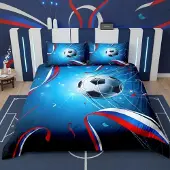 Sonstiges Bettwäsche-Set Fußball Motiv 155x220cm Mikrofaser Mehrfarbig 2-teilig Reißverschluss