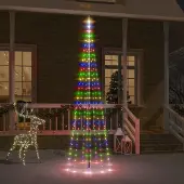 The Living Store LED-Weihnachtsbaum für Fahnenmast Mehrfarbig 310 LEDs 300 cm