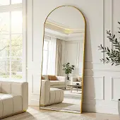 OEM Gebogener Standspiegel 180x68 cm, Gold, Aluminiumrahmen