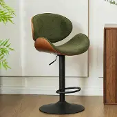 Dripio Barkruk, gebogenes Holz, Chenille grün, höhenverstellbar, 1 Stück
