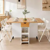 OEM Klapptisch 120x72x75 cm, weiß+rot Eiche, für 4-6 Personen, mit Schublade