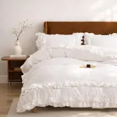 Merkloos Omgoods – Bettwäsche-Set, 220x240 cm, mit Rüschen und Kissenbezügen