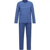 Ammann Schlafanzug "Schlafanzug lang Men / Nightwear", Herren, Gr. 62, blau (polo), Obermaterial: 100% Baumwolle CO., Homewear-Sets Schlafanzug