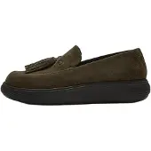 FitFlop für Damen. JHS-B77 Mokassins aus Wildleder Iq-Comff Grün Olvia (39), Wohnung, 1 bis 3 cm, Keine, Lässig