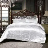 Sonstiges Bettwäsche-Set 135x200 cm 2-teilig Weiß Microfaser Jacquard Blumenmuster mit Reißverschluss
