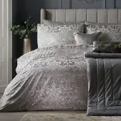 OEM Jacquard-Bettwäsche-Set Kingsize, Silber, 3-teilig