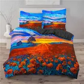 Sonstiges Bettwäsche Set 200x220cm + 2 Kissenbezüge 80x80cm Gelbe Sonnenblumen Tropische Blumen Mikrofaser