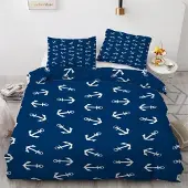 Sonstiges Bettwäsche-Set 200x200 cm 3-teilig Mikrofaser Anker Motiv Reißverschluss