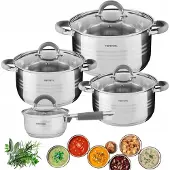 Topfann Edelstahl Topfset mit Deckel, Induktion, 8 Teile