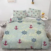 Sonstiges Bettwäsche-Set 155x220 cm 3-teilig Mikrofaser Anker Motiv Wendebettwäsche mit Reißverschluss