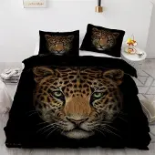 Sonstiges Bettwäsche-Set 200x200 cm 3-teilig Mikrofaser Leopard 3D Motiv mit Reißverschluss