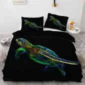 Sonstiges Bettwäsche-Set Meeresschildkröte 220x240 cm 3-teilig Mikrofaser mit Reißverschluss