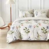 Sonstiges Bettwäsche-Set 135x200 cm 4-teilig Mikrofaser Herbst-Blattdesign Beige mit Reißverschluss
