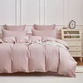 Gezu Bettwäsche-Set Mako Satin 220x240cm Rosa 3-teilig 100% Baumwolle mit Reißverschluss