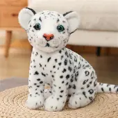 Merkloos Omgoods – Plüschtier, Leopardenmuster, schattiert – 32 cm, weiß