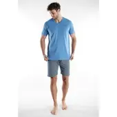 Tom Tailor Shorty , Herren, Gr. 56, blau (blau, mittel, streifen), Single Jersey, Obermaterial: 100% Baumwolle, Homewear-Sets Shorty, aus Baumwolle, Single Jersey Material, als Sleepwear