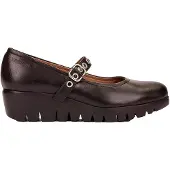 Wonders für Damen. C-33343_2525_5792 Leder Schuhe Fly 43 Schwarz (40), 1 bis 3 cm, Schnalle, Lässig