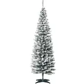 Youjia Künstlicher Weihnachtsbaum, 210 cm, beschneite PVC-Zweige, klappbar, Metallständer, Grün/Weiß