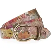 Tamaris Ledergürtel "Cecilia Gold", Damen, Gr. 115, bunt (multicolour, gold), Rindsleder, geblümt, mehrfarbig, Gürtel Ledergürtel, mit 3 cm Breite, aus Rindsleder, im Metallic-Design oder Animal-Look