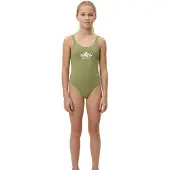 Roxy Badeanzug "Solid Active One-Piece", Kinder, Gr. 10(140-148cm), grün (olivgrün), Recycling-Polyester, Badeanzüge Badeanzug