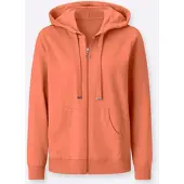 Casual Looks Shirtjacke "Sweatjacke", Damen, Gr. 42, papaya, 100% Baumwolle, unifarben, Shirts Shirtjacke