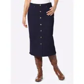 Witt Jerseyrock "Rock Cordrock mit Zierknopfleiste", Damen, Gr. 19, blau (marine), Cord, , Modisch, Röcke Jerseyrock
