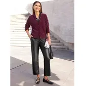 Inspirationen Cardigan , Damen, Gr. 46, lila (bordeaux), 100% Polyester, unifarben, Strickjacken Cardigan