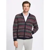 Witt Weiden Strickjacke WITT "Strickjacke Strickjacke im Jacquardmuster", Herren, Gr. 54, bunt (marine, gemustert), Strick, , Basic, Strickjacken Strickjacke