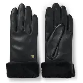 BOSS Lederhandschuhe "Giorgy", Damen, Gr. 7, schwarz (schwarz 001), Lammleder, unifarben, Handschuhe Lederhandschuhe, mit Kunstfellbesatz