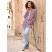 Inspirationen Longstrickjacke , Damen, Gr. 40, lila (mauve), 60% Baumwolle, 40% Polyacryl, unifarben, Strickjacken Longstrickjacke
