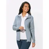 Witt Strickjacke "Strickjacke Strickjacke mit 2-Wege-Reißverschluss", Damen, Gr. 52, grau (eisblau), Sportlich, gerade, Strickjacken Strickjacke